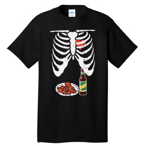 Skeleton Pregnancy Dad Chicken Wings Beer Halloween Tall T-Shirt