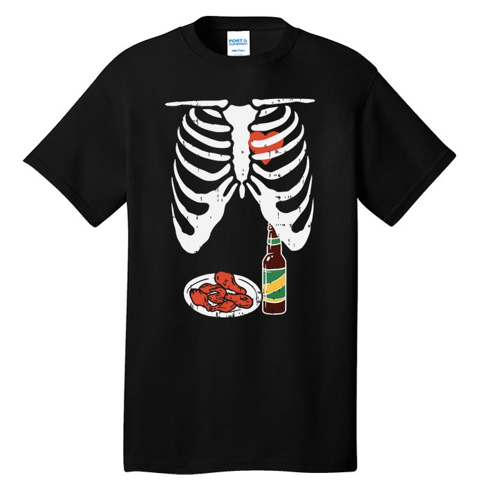 Skeleton Pregnancy Dad Chicken Wings Beer Halloween Tall T-Shirt