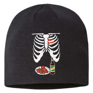 Skeleton Pregnancy Dad Chicken Wings Beer Halloween Sustainable Beanie