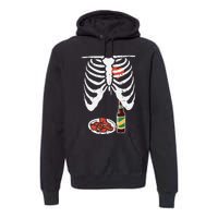 Skeleton Pregnancy Dad Chicken Wings Beer Halloween Premium Hoodie