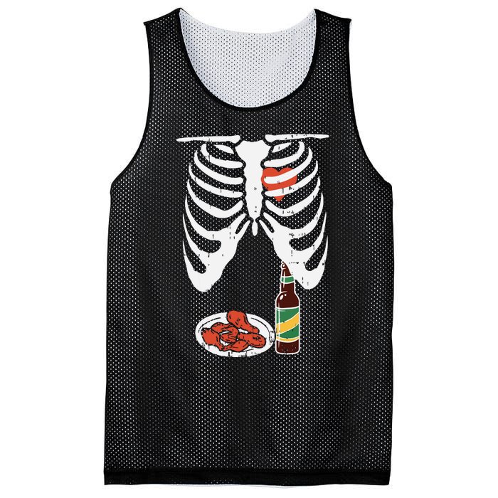 Skeleton Pregnancy Dad Chicken Wings Beer Halloween Mesh Reversible Basketball Jersey Tank