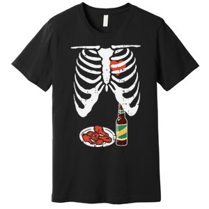 Skeleton Pregnancy Dad Chicken Wings Beer Halloween Premium T-Shirt