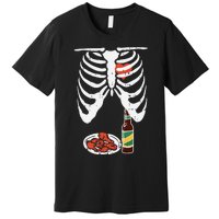 Skeleton Pregnancy Dad Chicken Wings Beer Halloween Premium T-Shirt