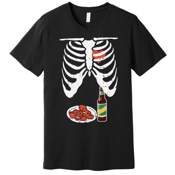 Skeleton Pregnancy Dad Chicken Wings Beer Halloween Premium T-Shirt