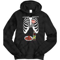 Skeleton Pregnancy Dad Chicken Wings Beer Halloween Tie Dye Hoodie