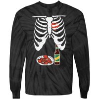 Skeleton Pregnancy Dad Chicken Wings Beer Halloween Tie-Dye Long Sleeve Shirt