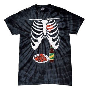 Skeleton Pregnancy Dad Chicken Wings Beer Halloween Tie-Dye T-Shirt