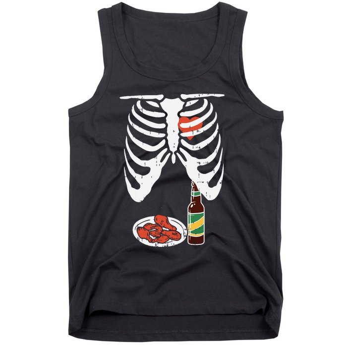 Skeleton Pregnancy Dad Chicken Wings Beer Halloween Tank Top