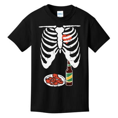 Skeleton Pregnancy Dad Chicken Wings Beer Halloween Kids T-Shirt