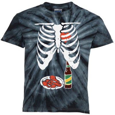 Skeleton Pregnancy Dad Chicken Wings Beer Halloween Kids Tie-Dye T-Shirt