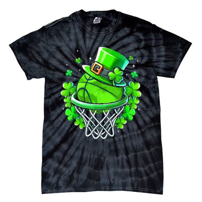 St Patricks Day Shamrock Basketball Irish Leprechaun Tie-Dye T-Shirt