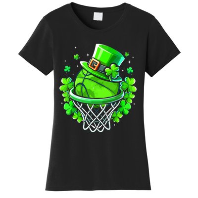 St Patricks Day Shamrock Basketball Irish Leprechaun Women's T-Shirt