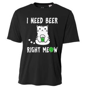 Saint Patrick's Day I Need Beer Right Meow Cat Cooling Performance Crew T-Shirt