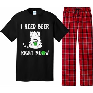 Saint Patrick's Day I Need Beer Right Meow Cat Pajama Set