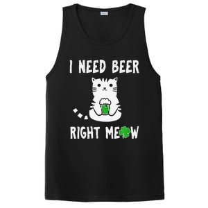 Saint Patrick's Day I Need Beer Right Meow Cat PosiCharge Competitor Tank