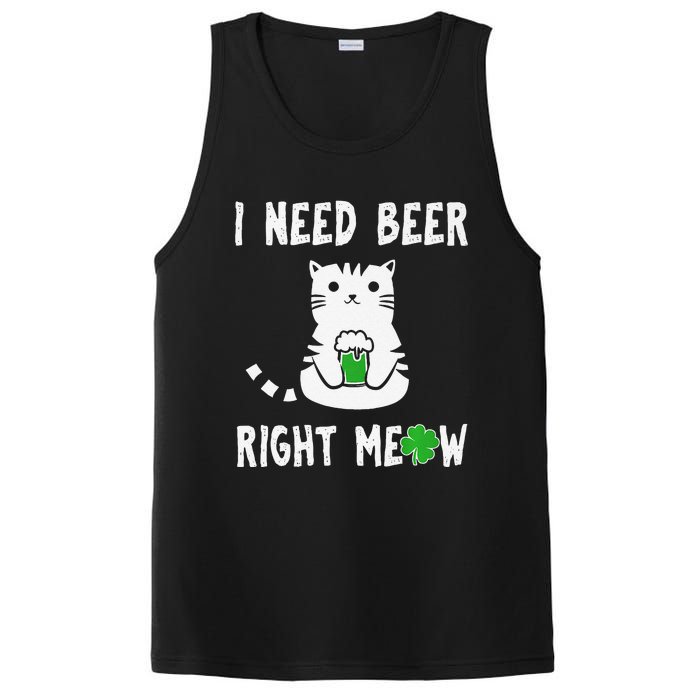 Saint Patrick's Day I Need Beer Right Meow Cat PosiCharge Competitor Tank