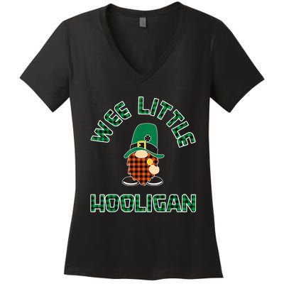 St Patricks Day Wee Little Hooligan Boy Kids Funny Women's V-Neck T-Shirt