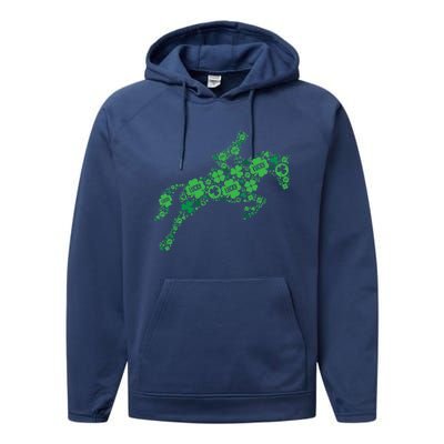 St Patrick's Day Horse Lover Horseback Riding Gift Performance Fleece Hoodie