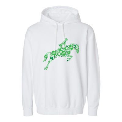 St Patrick's Day Horse Lover Horseback Riding Gift Garment-Dyed Fleece Hoodie