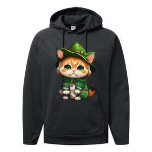 St. Patrick's Day Cats Lover Cute St Paddys Performance Fleece Hoodie