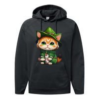 St. Patrick's Day Cats Lover Cute St Paddys Performance Fleece Hoodie