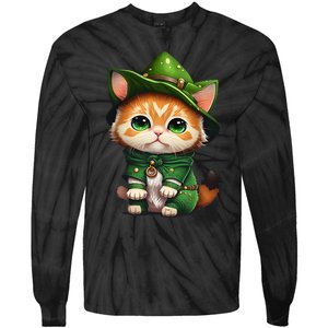 St. Patrick's Day Cats Lover Cute St Paddys Tie-Dye Long Sleeve Shirt