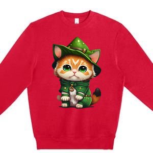 St. Patrick's Day Cats Lover Cute St Paddys Premium Crewneck Sweatshirt