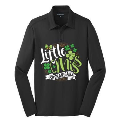 St Patrick's Day Little Miss Shenanigans Irish Cool Gift Silk Touch Performance Long Sleeve Polo