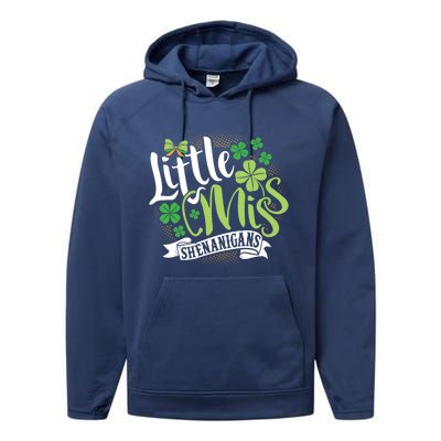 St Patrick's Day Little Miss Shenanigans Irish Cool Gift Performance Fleece Hoodie