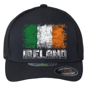 St Patrick's Day Patriotic Gift Distressed Irish Flag Gift Flexfit Unipanel Trucker Cap