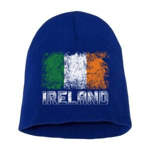 St Patrick's Day Patriotic Gift Distressed Irish Flag Gift Short Acrylic Beanie