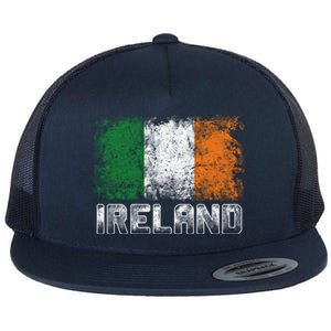 St Patrick's Day Patriotic Gift Distressed Irish Flag Gift Flat Bill Trucker Hat