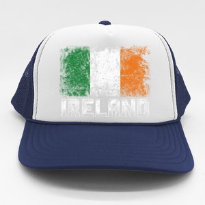 St Patrick's Day Patriotic Gift Distressed Irish Flag Gift Trucker Hat