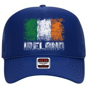 St Patrick's Day Patriotic Gift Distressed Irish Flag Gift High Crown Mesh Back Trucker Hat