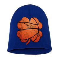 St Patricks Day Basketball Center Shamrock Meaningful Gift Short Acrylic Beanie