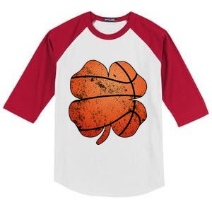 St Patricks Day Basketball Center Shamrock Meaningful Gift Kids Colorblock Raglan Jersey