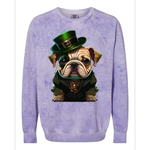 St Patricks Day Irish Bulldog Cute St Pattys Day Bulldog Colorblast Crewneck Sweatshirt