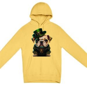 St Patricks Day Irish Bulldog Cute St Pattys Day Bulldog Premium Pullover Hoodie