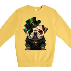 St Patricks Day Irish Bulldog Cute St Pattys Day Bulldog Premium Crewneck Sweatshirt