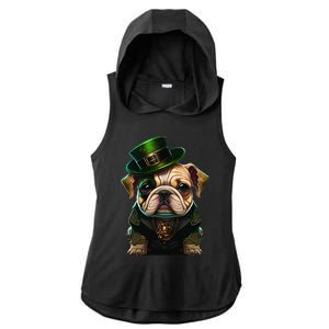 St Patricks Day Irish Bulldog Cute St Pattys Day Bulldog Ladies PosiCharge Tri-Blend Wicking Draft Hoodie Tank