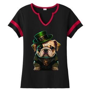 St Patricks Day Irish Bulldog Cute St Pattys Day Bulldog Ladies Halftime Notch Neck Tee