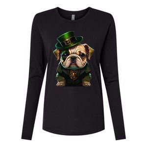 St Patricks Day Irish Bulldog Cute St Pattys Day Bulldog Womens Cotton Relaxed Long Sleeve T-Shirt