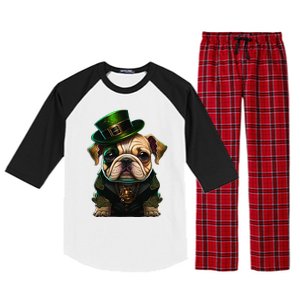 St Patricks Day Irish Bulldog Cute St Pattys Day Bulldog Raglan Sleeve Pajama Set