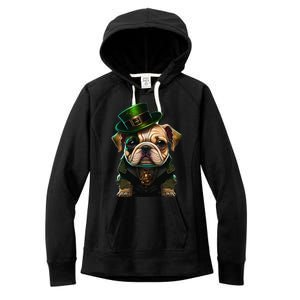 St Patricks Day Irish Bulldog Cute St Pattys Day Bulldog Women's Fleece Hoodie