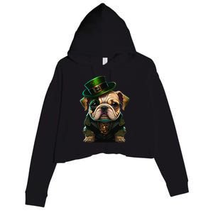 St Patricks Day Irish Bulldog Cute St Pattys Day Bulldog Crop Fleece Hoodie