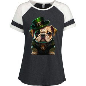 St Patricks Day Irish Bulldog Cute St Pattys Day Bulldog Enza Ladies Jersey Colorblock Tee