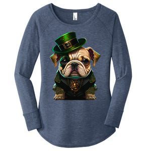 St Patricks Day Irish Bulldog Cute St Pattys Day Bulldog Women's Perfect Tri Tunic Long Sleeve Shirt