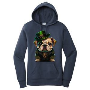 St Patricks Day Irish Bulldog Cute St Pattys Day Bulldog Women's Pullover Hoodie