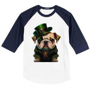 St Patricks Day Irish Bulldog Cute St Pattys Day Bulldog Baseball Sleeve Shirt