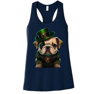 St Patricks Day Irish Bulldog Cute St Pattys Day Bulldog Women's Racerback Tank